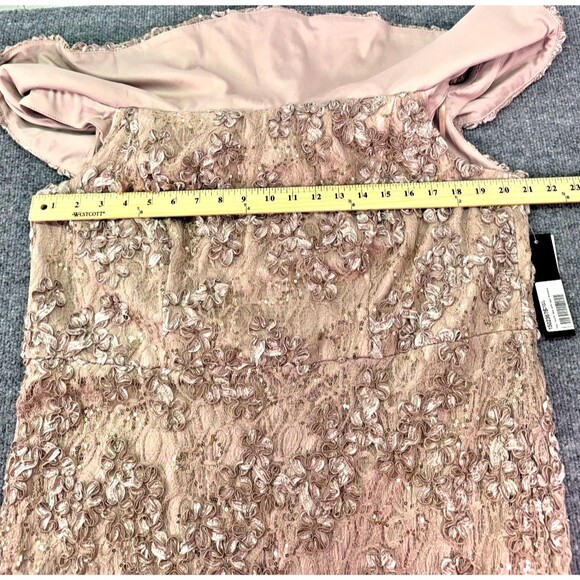 Xscape 18W Taupe Off Shoulder Lace Sequin Gown Formal Evening Wedding Dress NWT - Picture 16 of 16